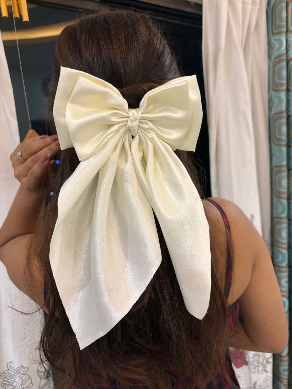 Ivory Grace Satin Hairbow